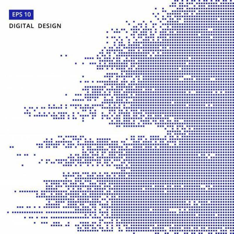 方形蓝色图案像素马赛克数字背景