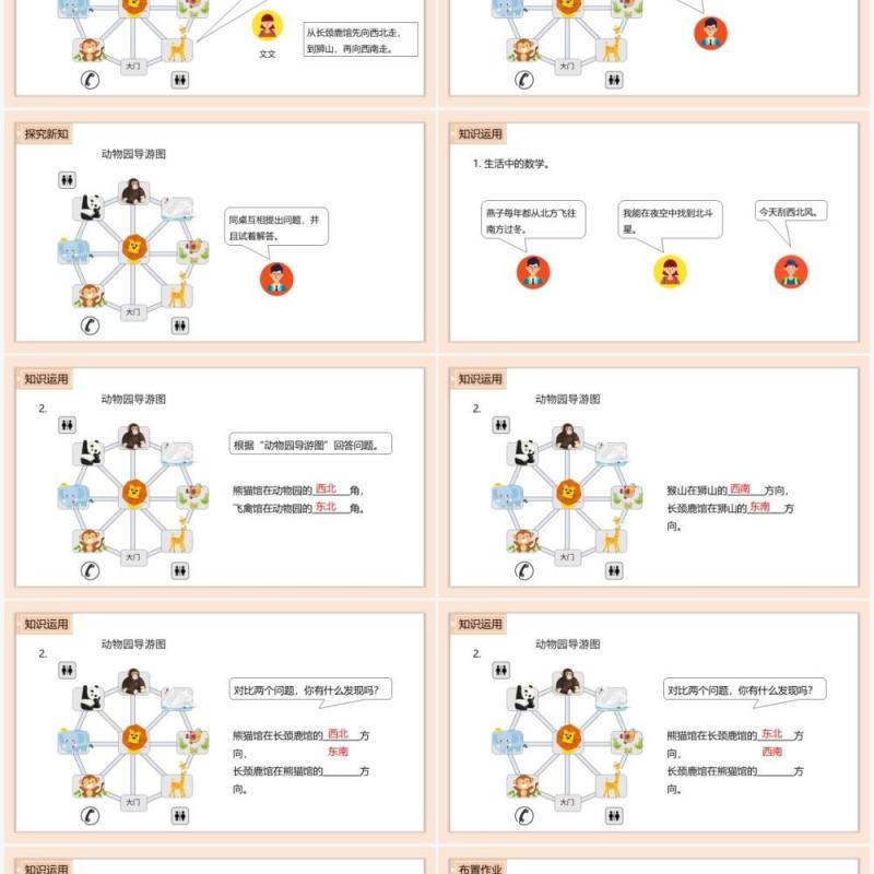 部编版三年级数学下册行走路线课件PPT模板