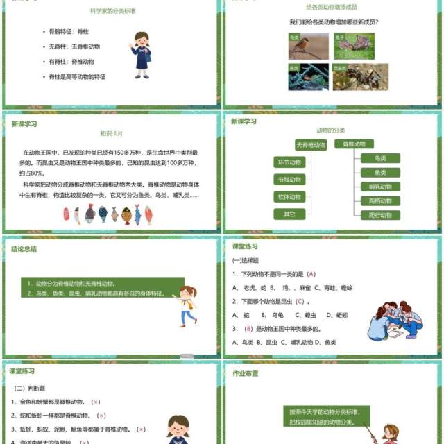 教科版六年级科学上册种类繁多的动物PPT模板