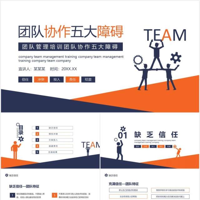 公司员工管理培训团队协作的五大障碍培训动态PPT模板 公司员工管理培训团队协作的五大障碍培训动态PPT模板
