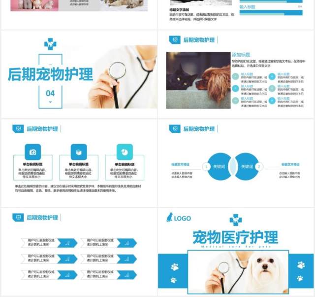 蓝色简约宠物医疗护理介绍宣传培训PPT模板 蓝色简约宠物医疗护理介绍宣传培训PPT模板