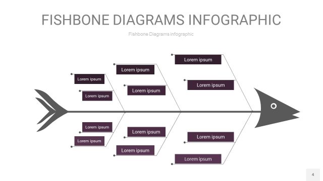 深紫色鱼骨PPT信息图表4