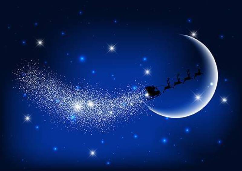 圣诞老人飞过夜空