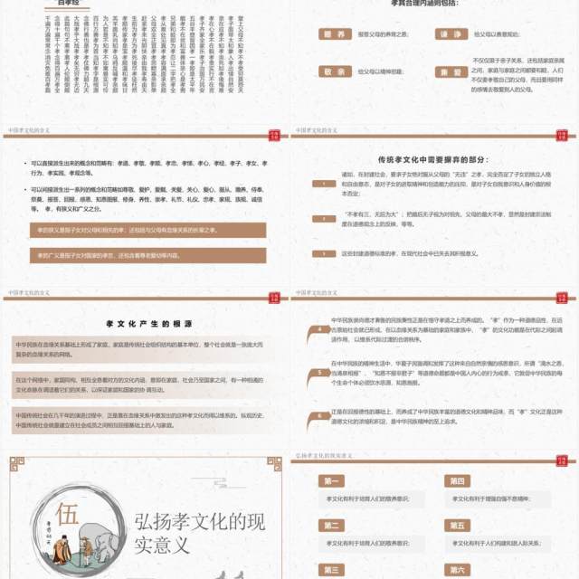 简约中国风中国传统孝道文化讲座PPT模板