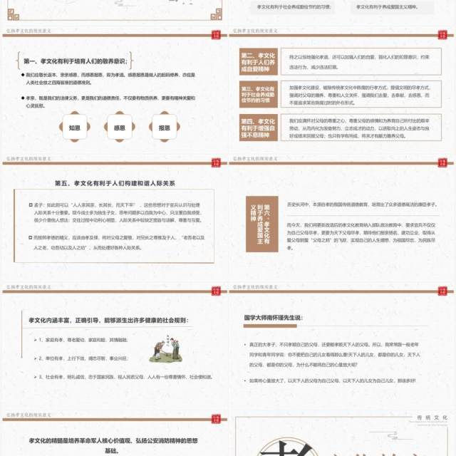 简约中国风中国传统孝道文化讲座PPT模板