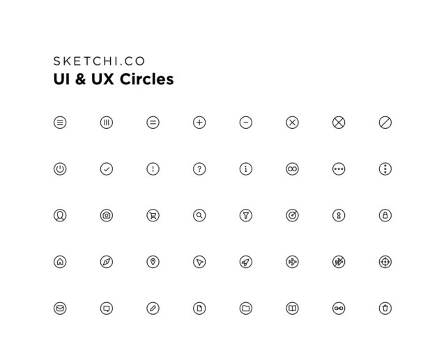任何应用程序界面，UI和UX圈图标的标准图标集合