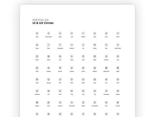 任何应用程序界面，UI和UX圈图标的标准图标集合