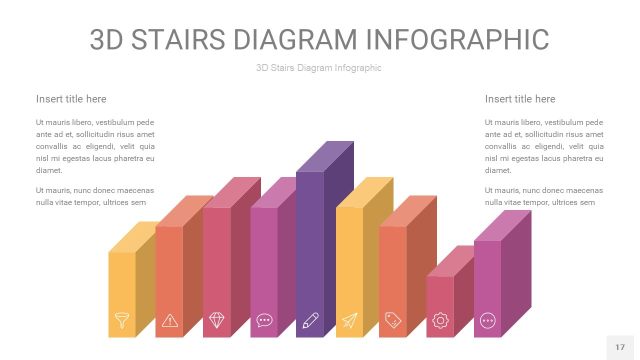 渐变紫黄色3D阶梯PPT图表17