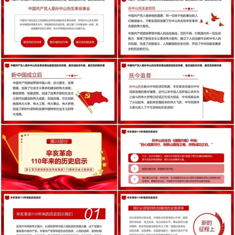 红色纪念辛亥革命110周年大会通用PPT模板