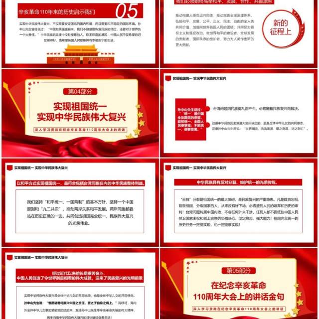 红色纪念辛亥革命110周年大会通用PPT模板 红色纪念辛亥革命110周年大会通用PPT模板
