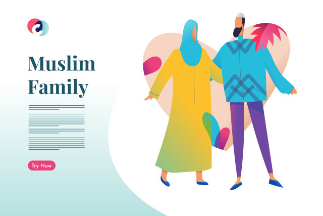 穆斯林家庭人物插画矢量素材muslim-family 穆斯林家庭人物插画矢量素材muslim-family