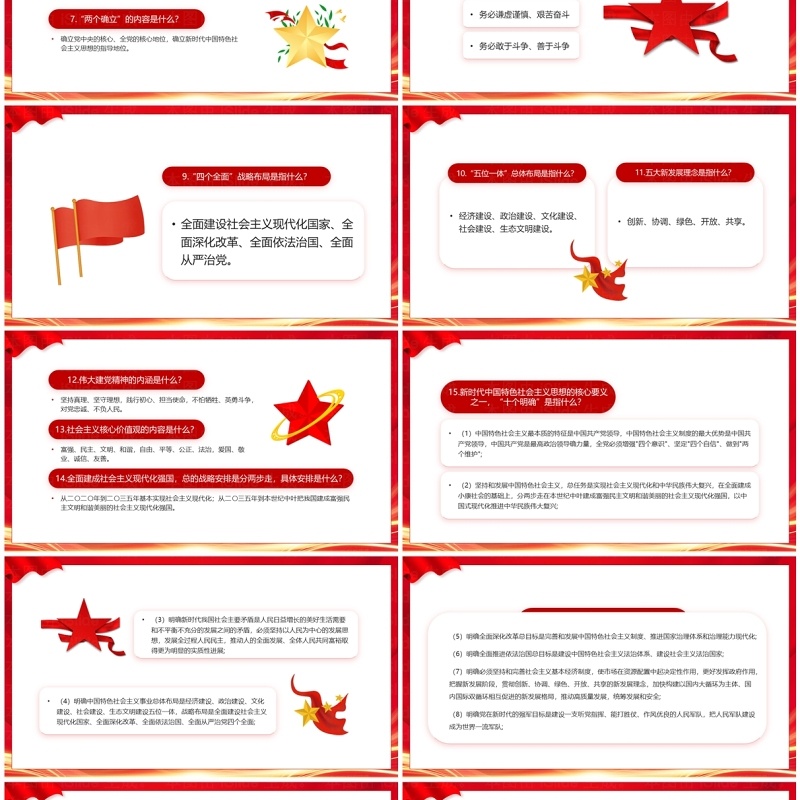 红色2023应知应会知识点汇总PPT模板