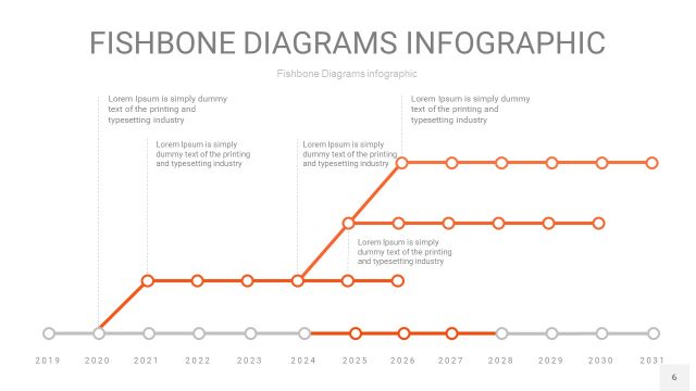 橘红色鱼骨PPT信息图表6