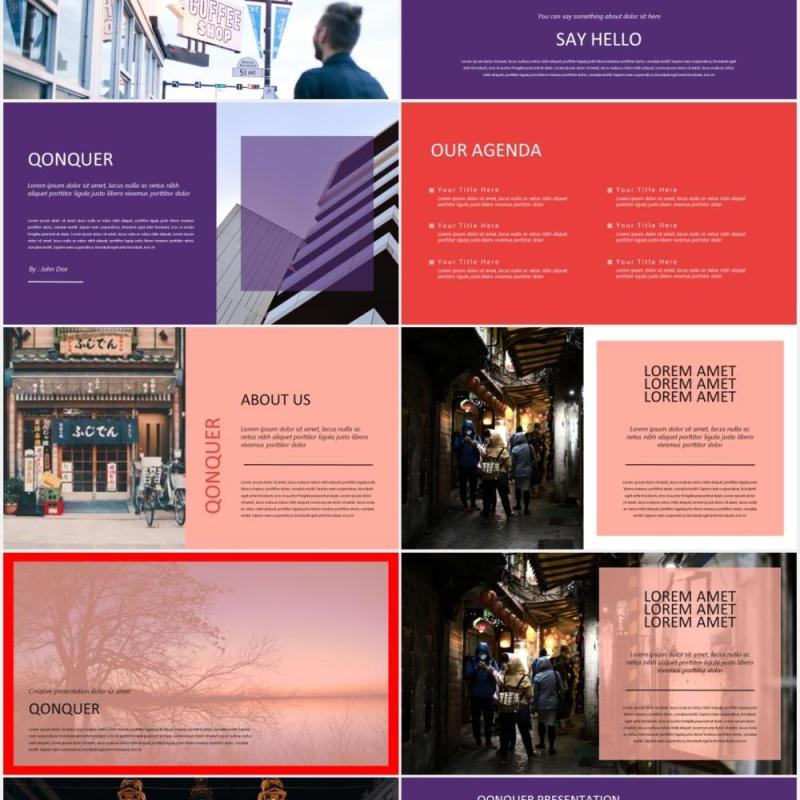 城市主题商业公司PPT模板Qonquer - Urban keynote Business Corporate