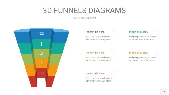 彩色3D漏斗PPT信息图表11