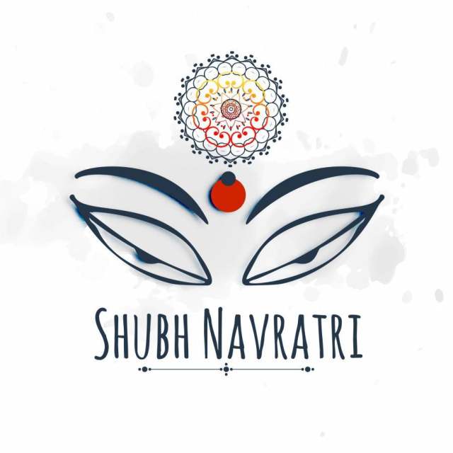 shubh（快乐）navratri庆典设计与maa durga美丽