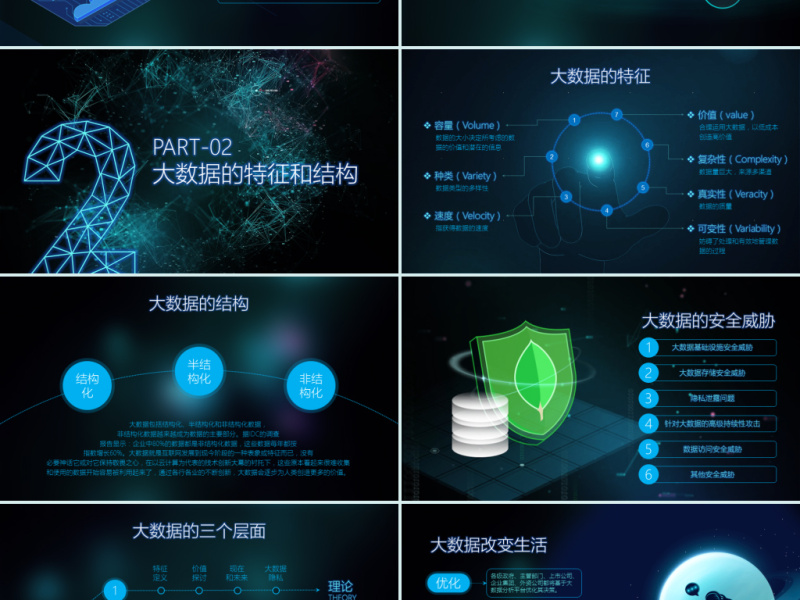 大数据ppt模板商务科技云计算分析大会