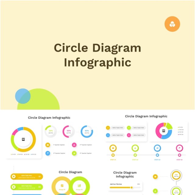 彩色圆形流程图PPT信息图表素材模板Circle Diagram Infographic Powerpoint