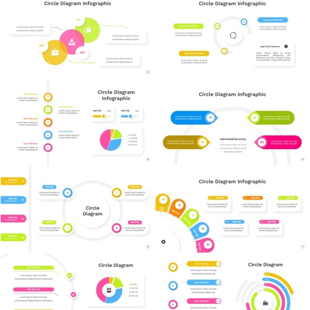 彩色圆形流程图PPT信息图表素材模板Circle Diagram Infographic Powerpoint