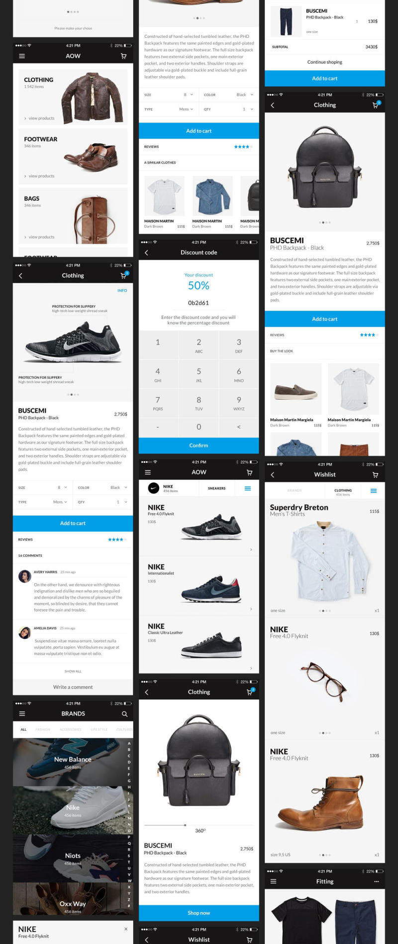 AOW用户界面套件包含145个高品质iOS 9屏幕 AOW用户界面套件包含145个高品质iOS 9屏幕