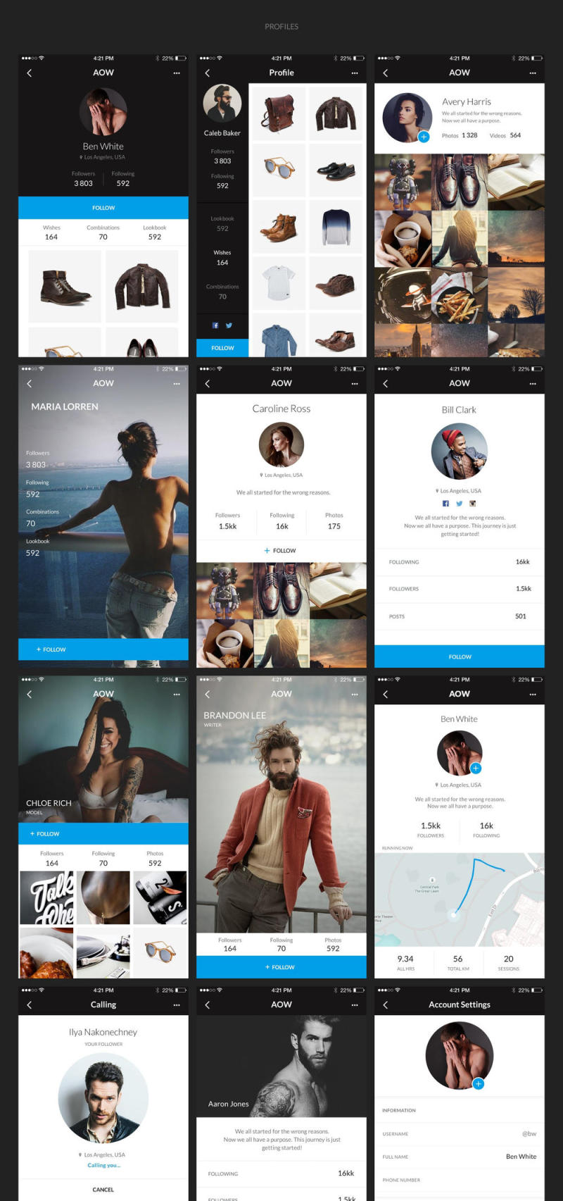 AOW用户界面套件包含145个高品质iOS 9屏幕 AOW用户界面套件包含145个高品质iOS 9屏幕