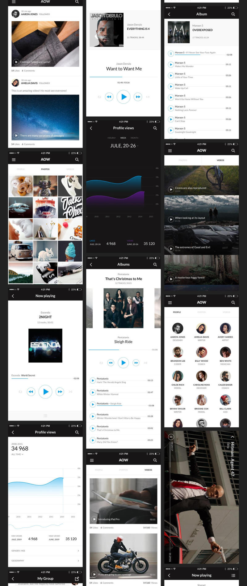 AOW用户界面套件包含145个高品质iOS 9屏幕 AOW用户界面套件包含145个高品质iOS 9屏幕