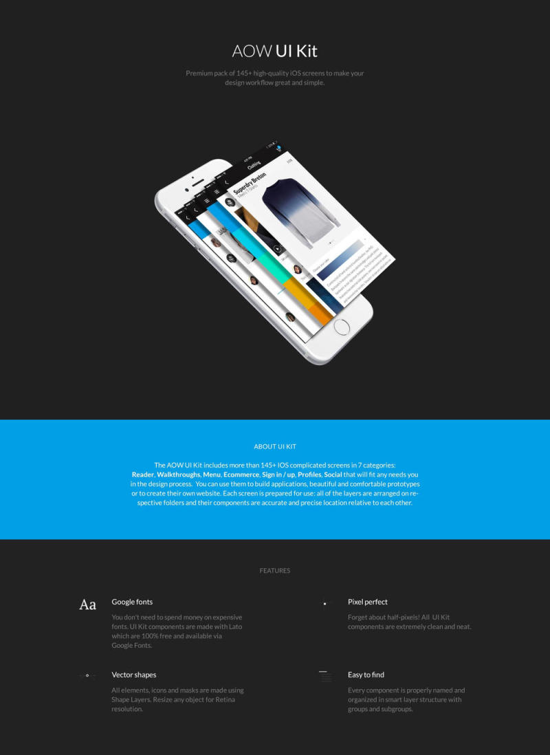 AOW用户界面套件包含145个高品质iOS 9屏幕 AOW用户界面套件包含145个高品质iOS 9屏幕