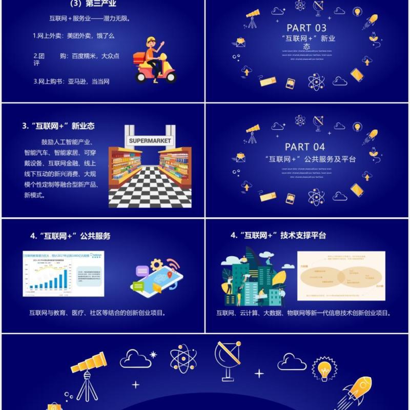 蓝色科技首届互联网大学生创新创业大赛PPT模板