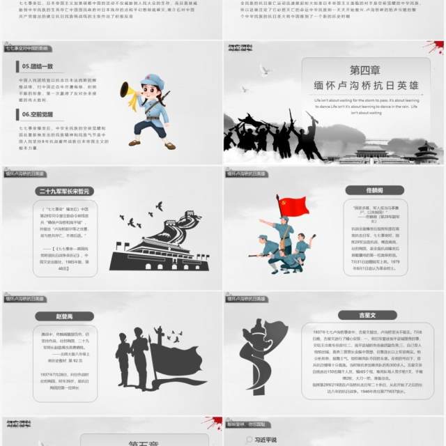黑色简约风七七事变教育宣传PPT模板 黑色简约风七七事变教育宣传PPT模板