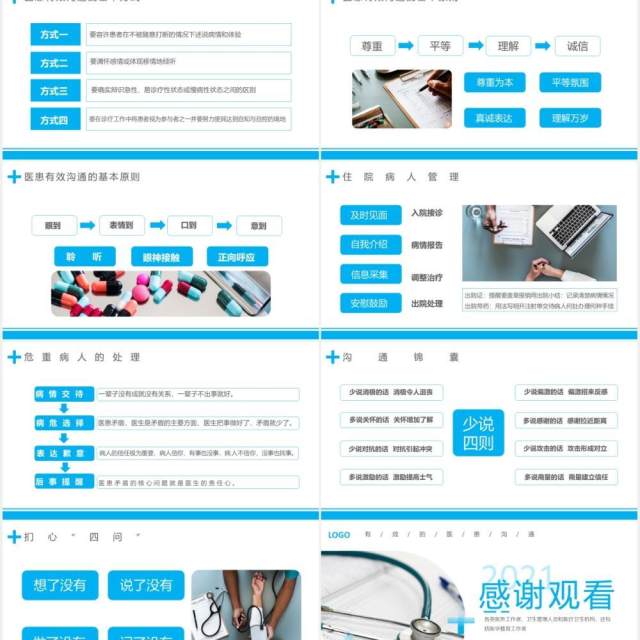 蓝色简约商务医疗有效的医患沟通医院通用PPT模板 蓝色简约商务医疗有效的医患沟通医院通用PPT模板