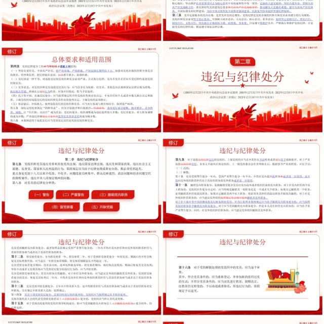 红色党政风中国共产党纪律处分条例PPT模板 红色党政风中国共产党纪律处分条例PPT模板
