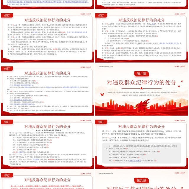 红色党政风中国共产党纪律处分条例PPT模板 红色党政风中国共产党纪律处分条例PPT模板