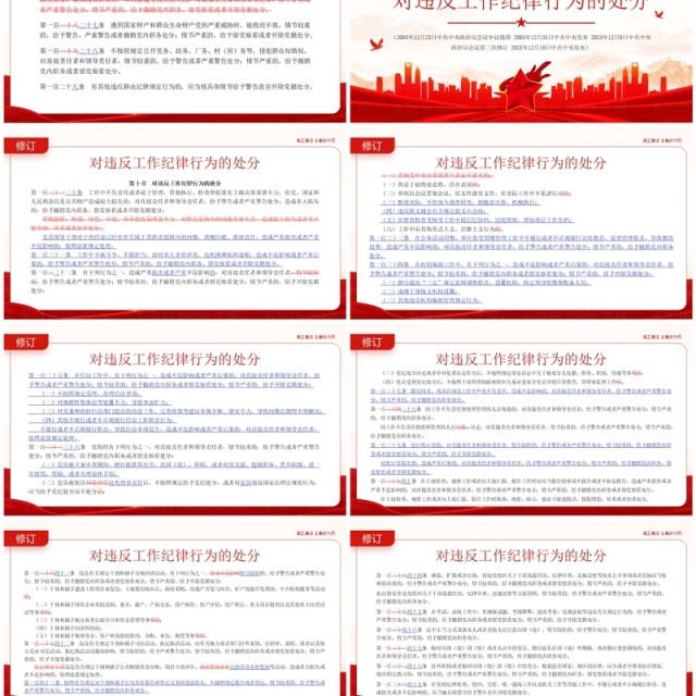 红色党政风中国共产党纪律处分条例PPT模板 红色党政风中国共产党纪律处分条例PPT模板