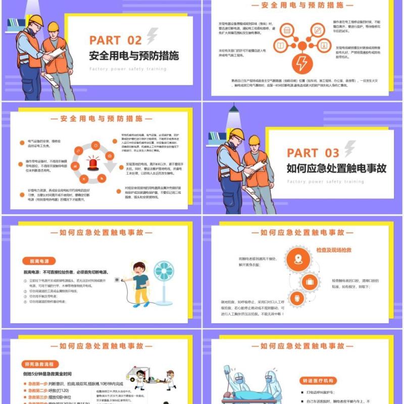 卡通风工厂用电安全培训课件PPT模板