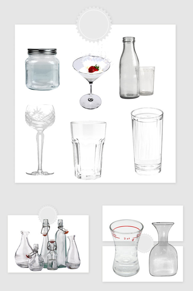 高清免抠透明玻璃杯玻璃瓶
