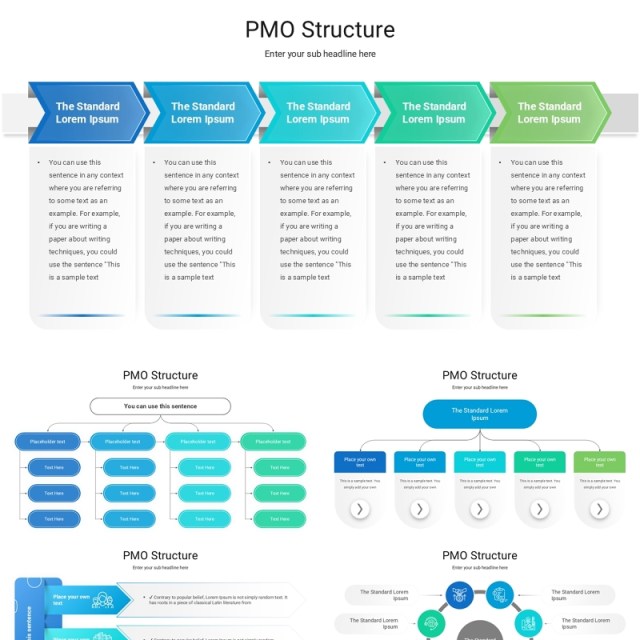 项目管理办公结构表格信息图表PPT模板素材PMO Structure