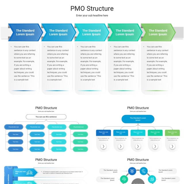 项目管理办公结构表格信息图表PPT模板素材PMO Structure