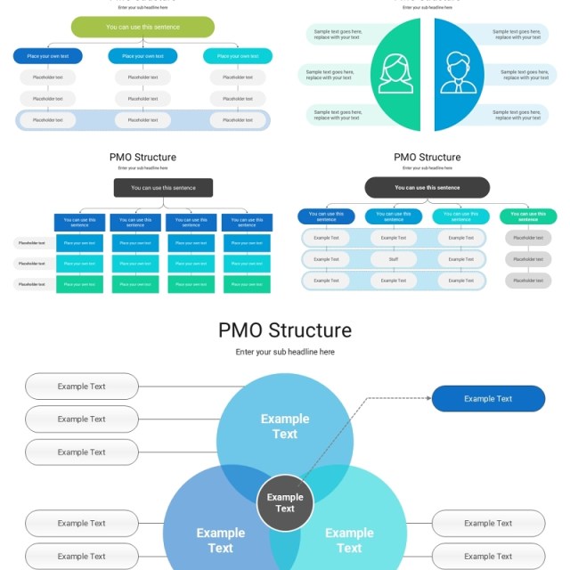 项目管理办公结构表格信息图表PPT模板素材PMO Structure