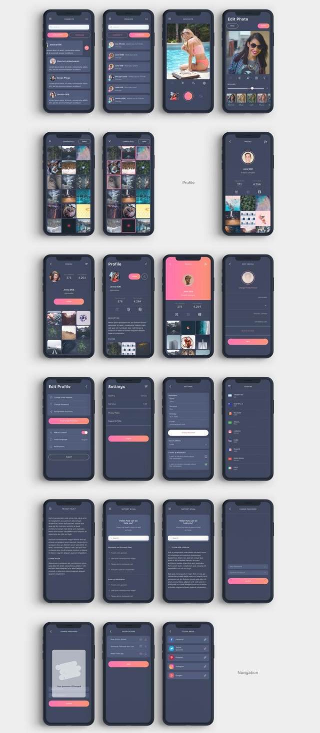 专为Sketch。，DarkPera UI套件设计的高品质Dark iOS UI套件