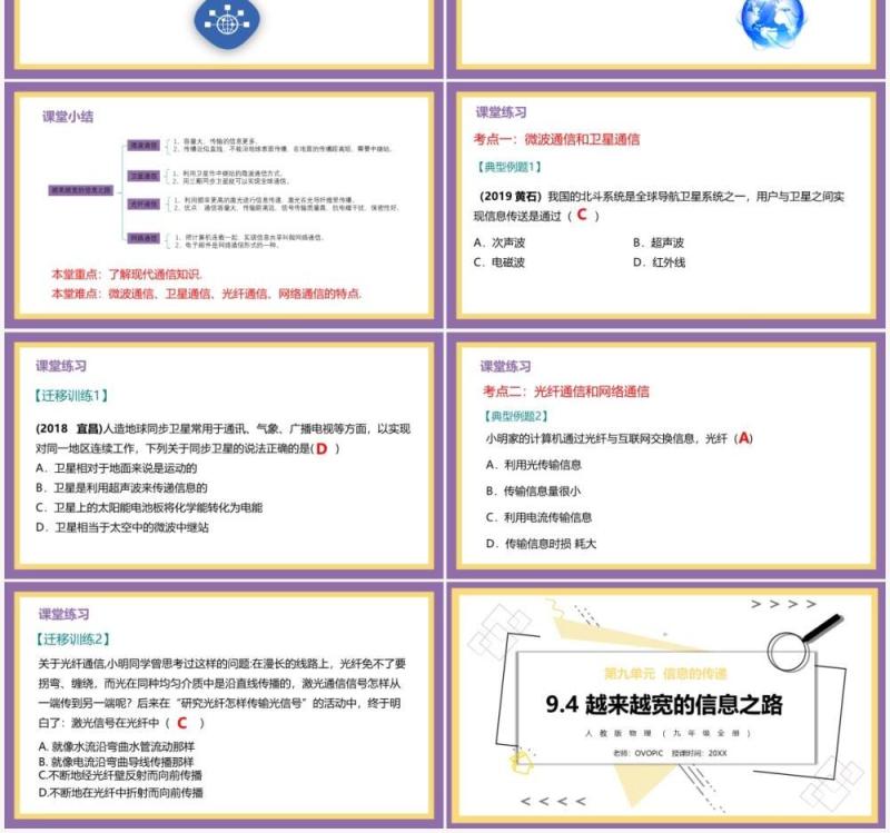 部编版九年级物理全册越来越宽的信息之路课件PPT模板