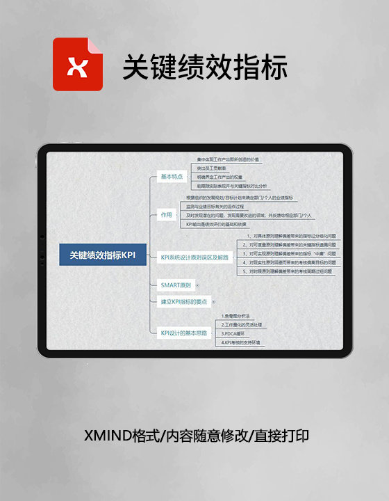 思维导图简洁关键绩效指标XMind模板 思维导图简洁关键绩效指标XMind模板