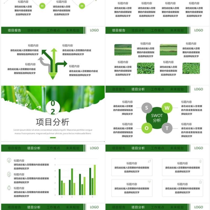 绿色简约风农业发展项目报告PPT模板
