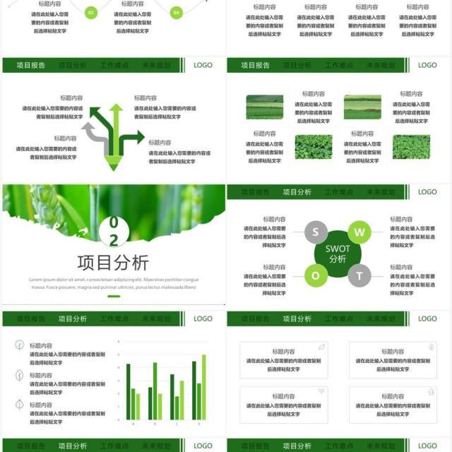 绿色简约风农业发展项目报告PPT模板