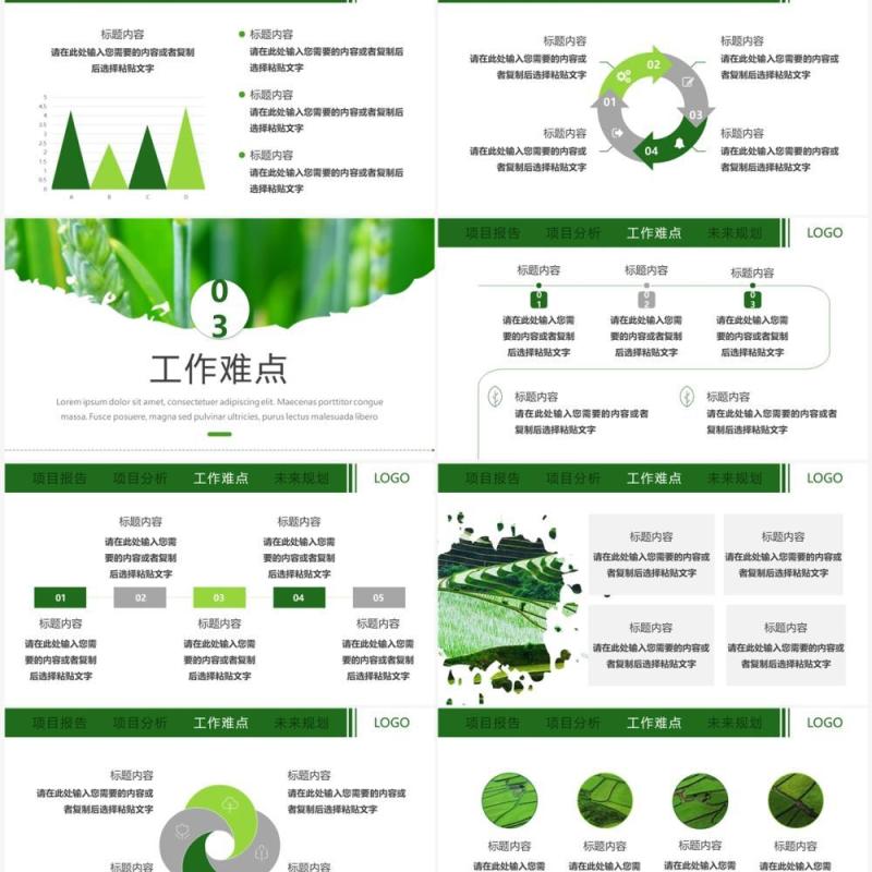 绿色简约风农业发展项目报告PPT模板