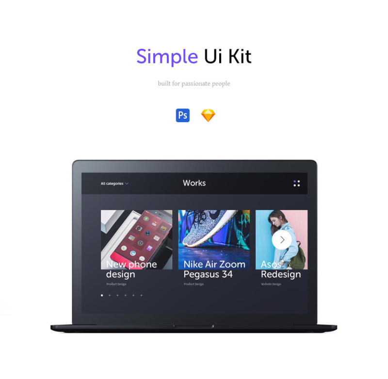 用于Sketch＆Photoshop，简单的UI工具包的现代和简约UI工具包