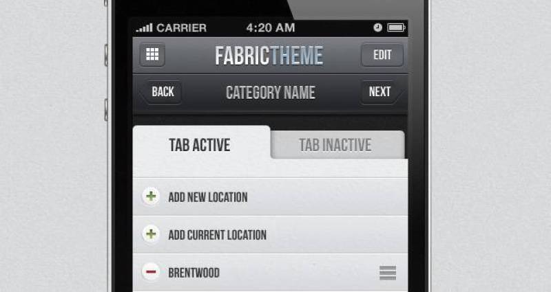 面料iPhone App UI Kit Psd