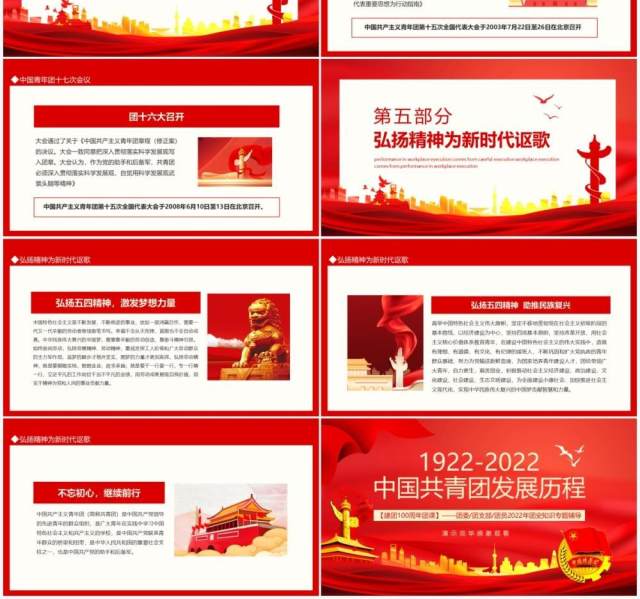 建团100周年团课中国共青团发展历程动态PPT模板 建团100周年团课中国共青团发展历程动态PPT模板