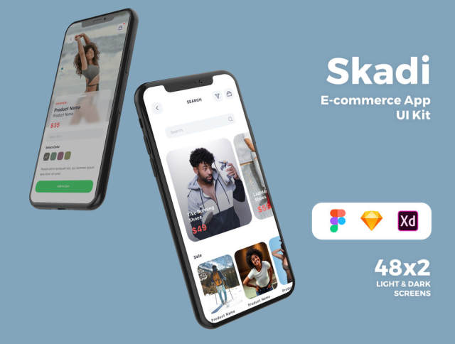 高品质的模板设计草图,Adobe公司的XD和FIGMA电子商务的移动应用程序,丝卡蒂电子商务应用UI工具包 高品质的模板设计草图,Adobe公司的XD和FIGMA电子商务的移动应用程序,丝卡蒂电子商务应用UI工具包