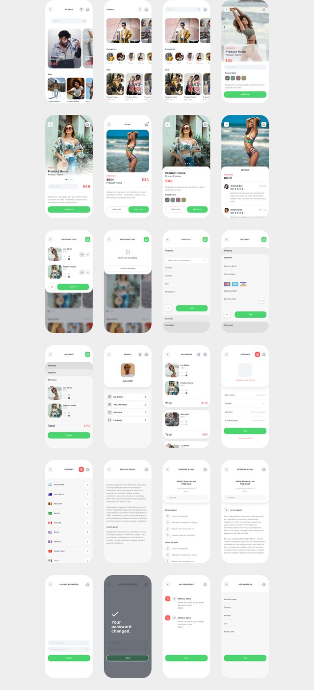 高品质的模板设计草图,Adobe公司的XD和FIGMA电子商务的移动应用程序,丝卡蒂电子商务应用UI工具包 高品质的模板设计草图,Adobe公司的XD和FIGMA电子商务的移动应用程序,丝卡蒂电子商务应用UI工具包