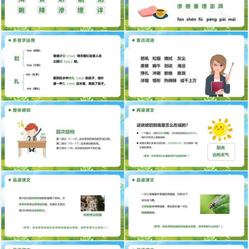 部编版四年级语文下册琥珀课件PPT模板